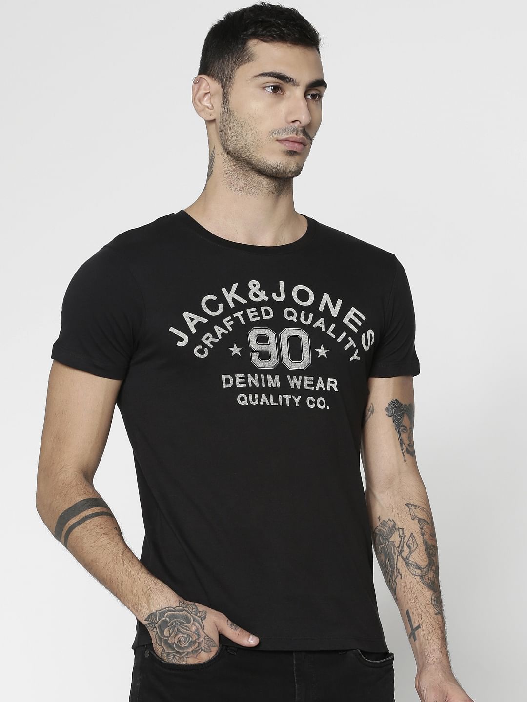 Black Logo Print Crew Neck T-shirt
