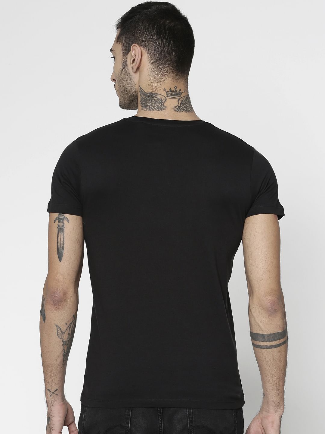 Black Logo Print Crew Neck T-shirt