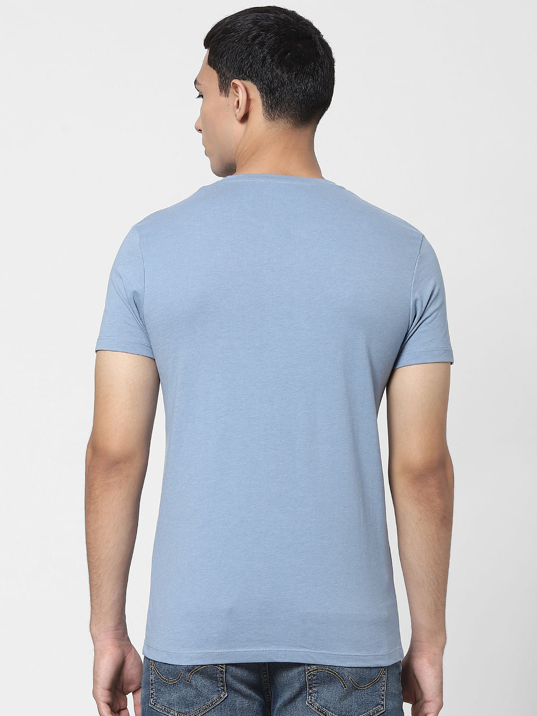 Blue Graphic Logo Print Crew Neck T-shirt