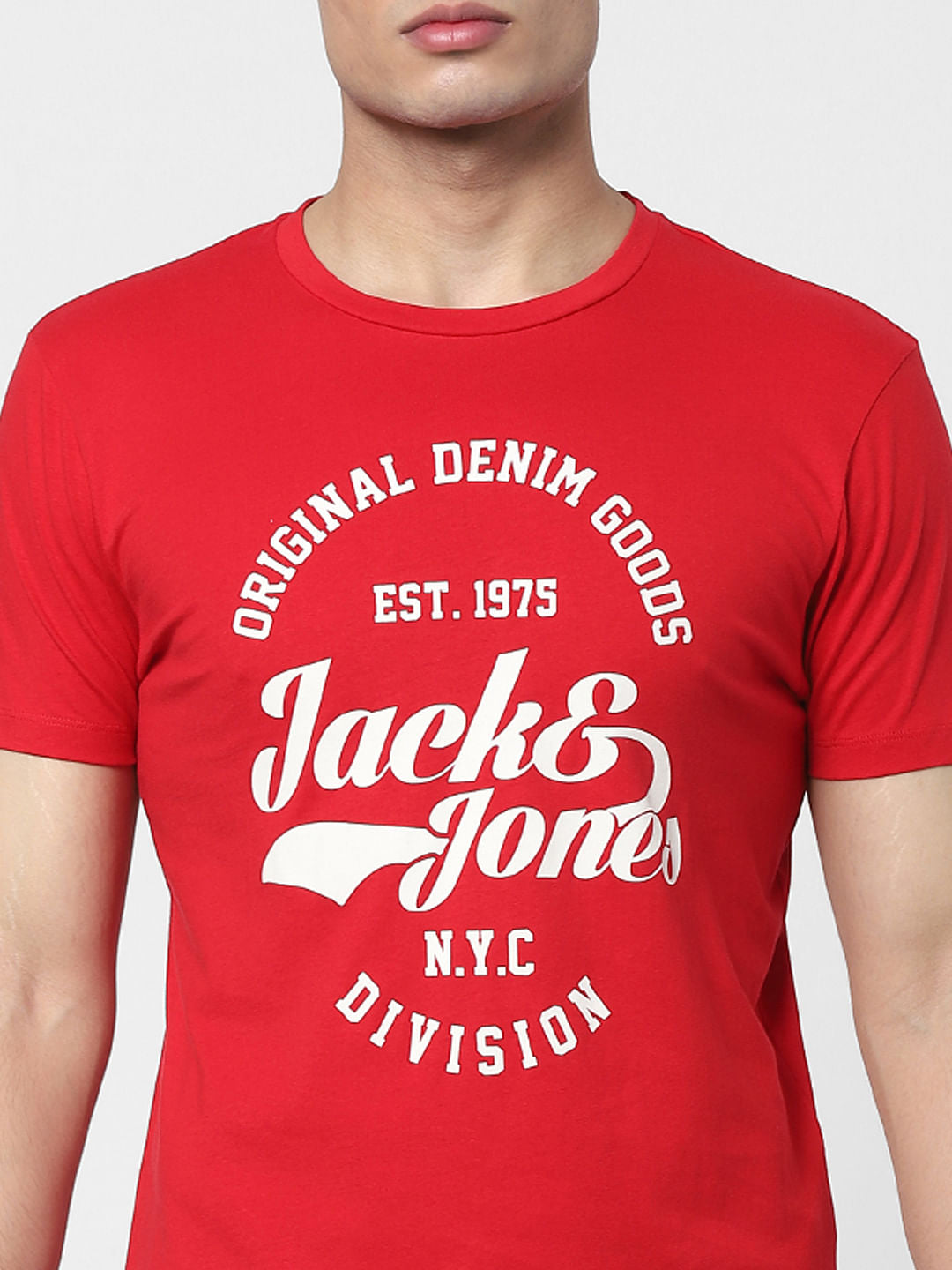 Red Logo Print Crew Neck T-shirt