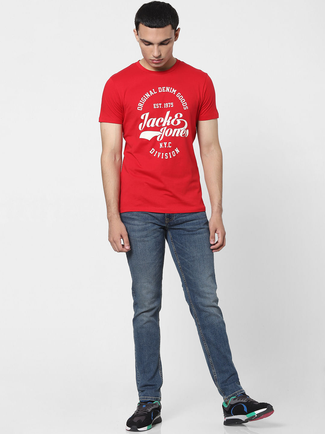 Red Logo Print Crew Neck T-shirt