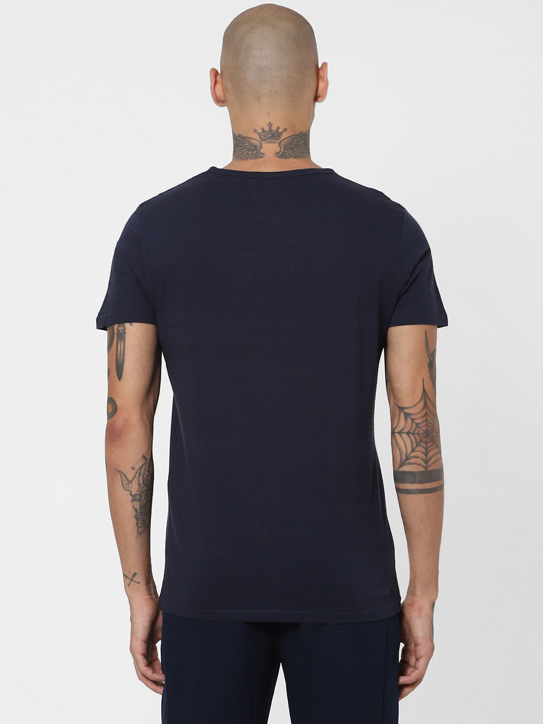 Blue Logo Print Crew Neck T-shirt