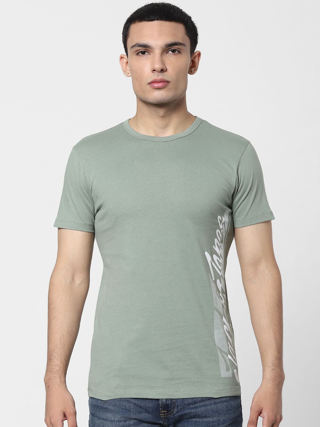 Green Logo Print Crew Neck T-shirt