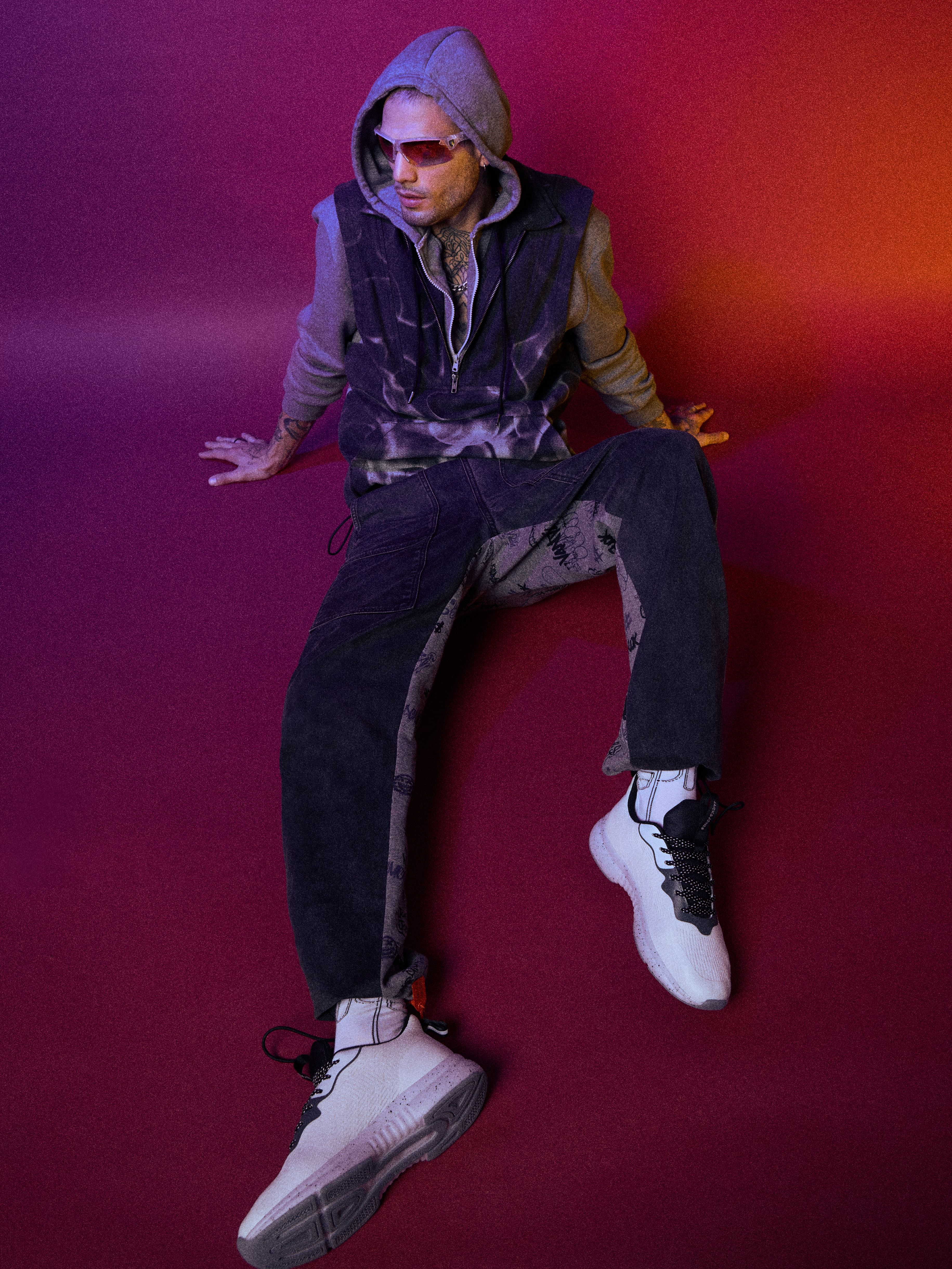 UNMATCHED by JACK&JONES Dark Grey Printed Dario Anti Fit Jeans