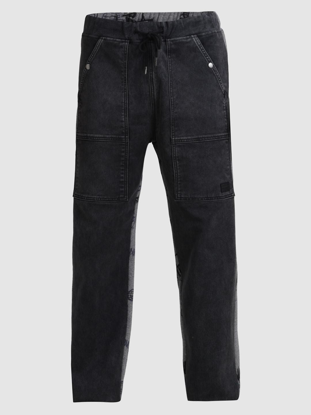 UNMATCHED by JACK&JONES Dark Grey Printed Dario Anti Fit Jeans