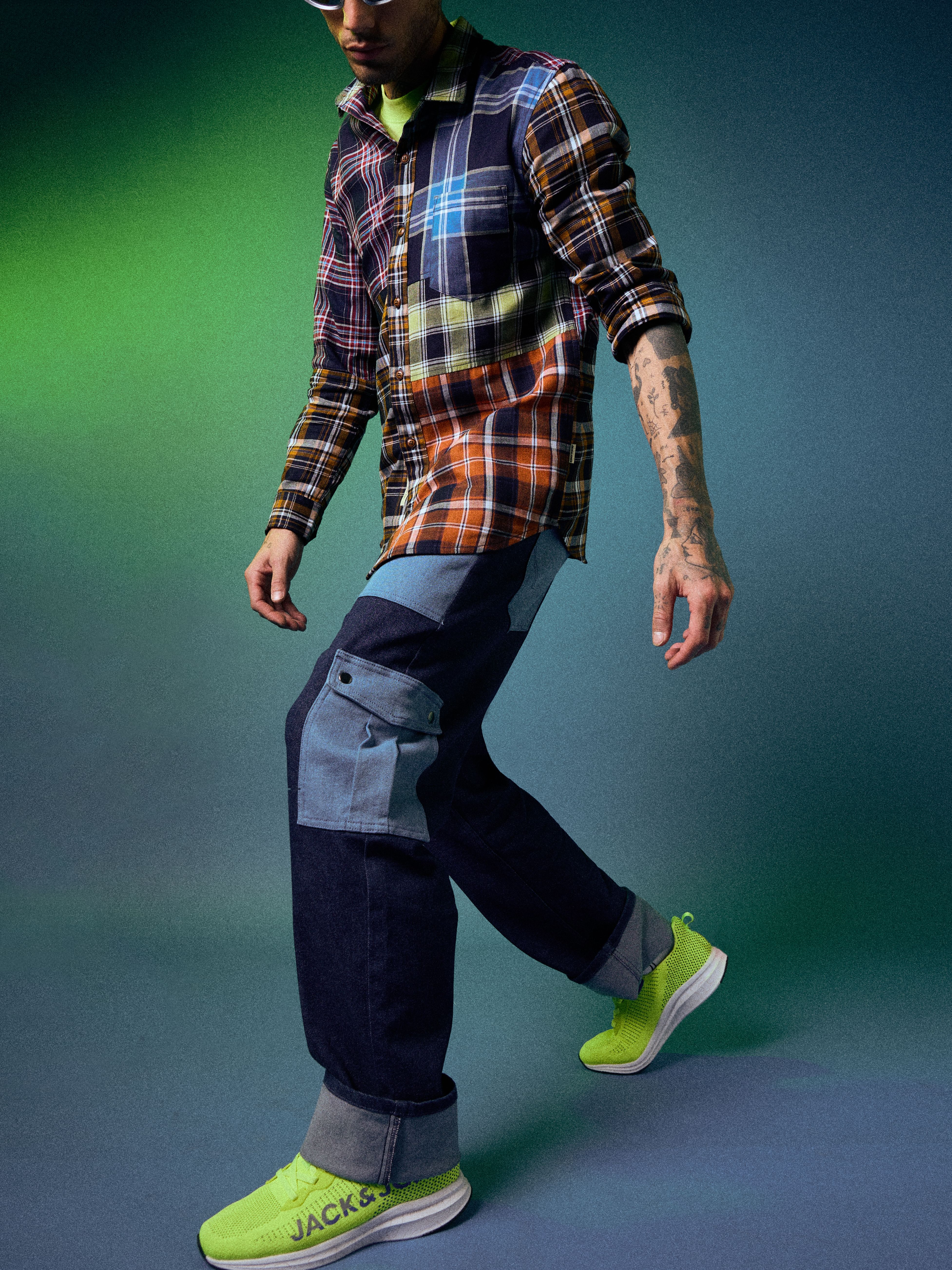 UNMATCHED by JACK&JONES Blue Colourblocked Carpenter Anti Fit Jeans