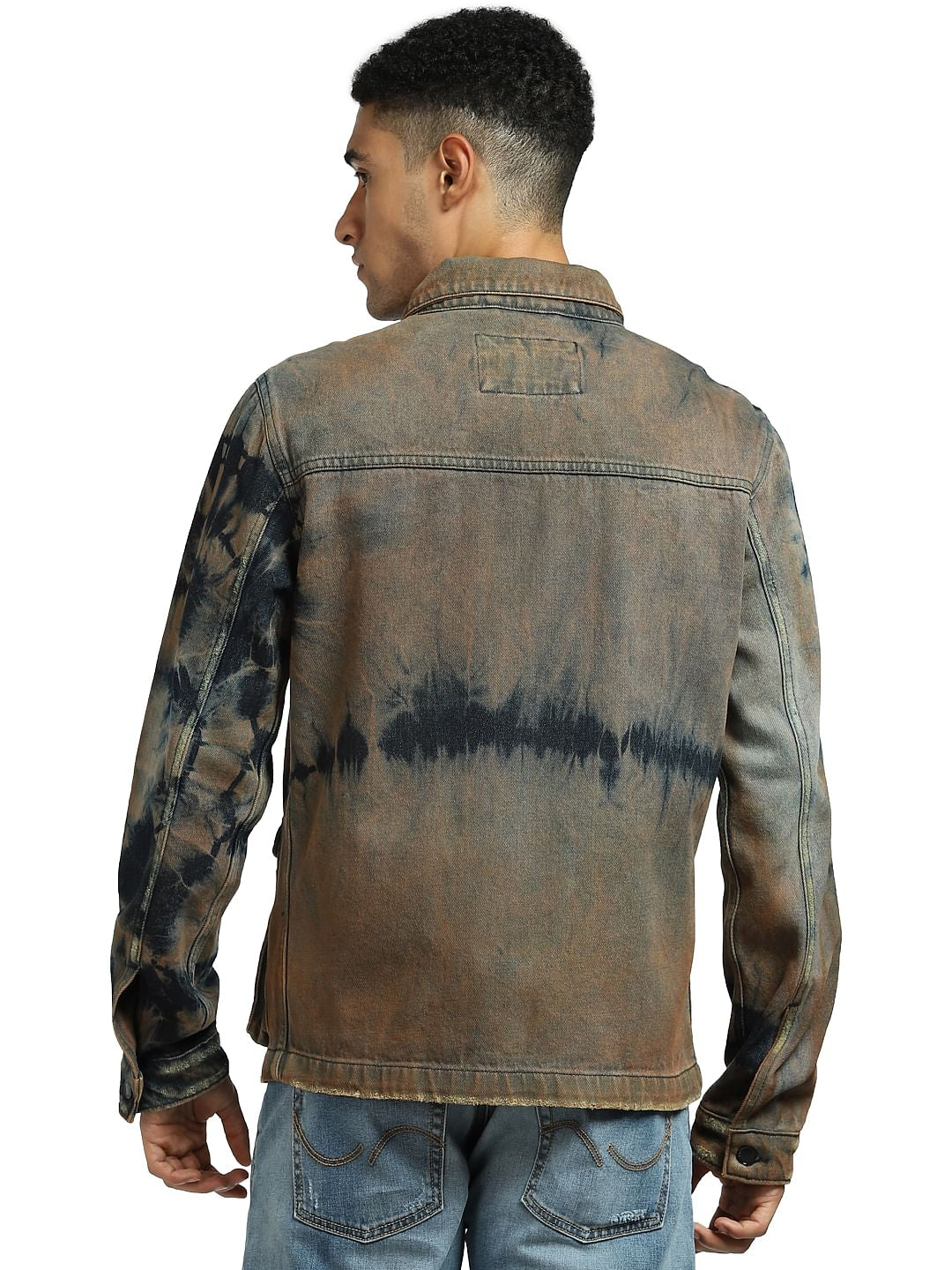 Black Tie Dye Washed Denim Jacket
