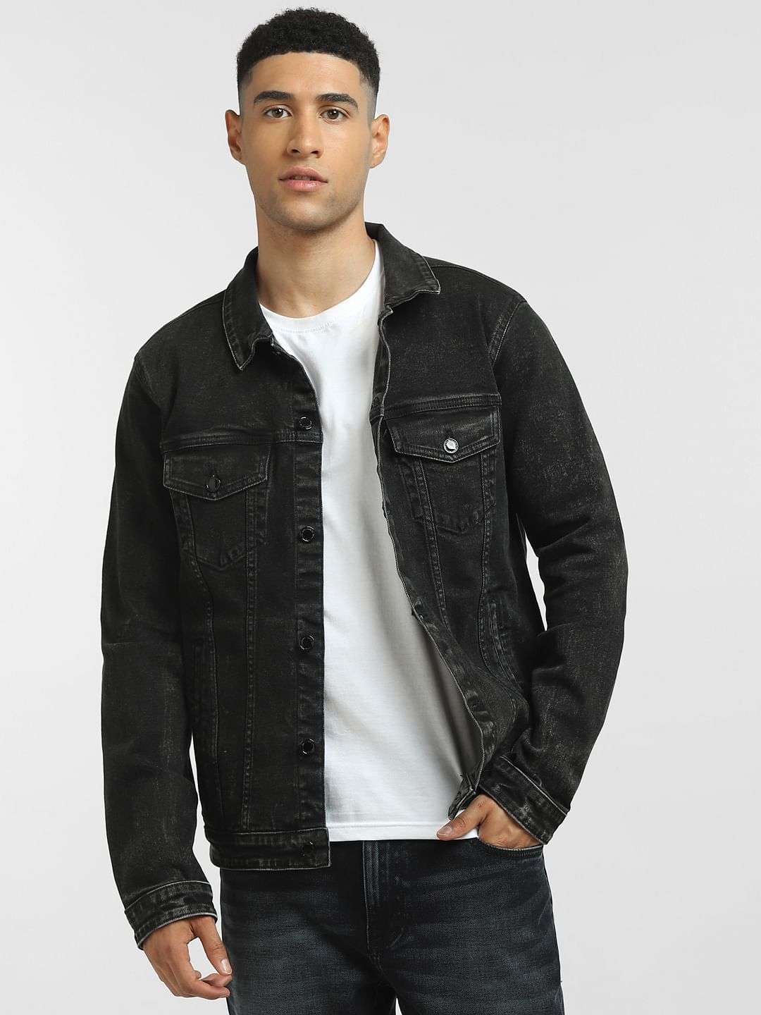Black Washed Denim Jacket