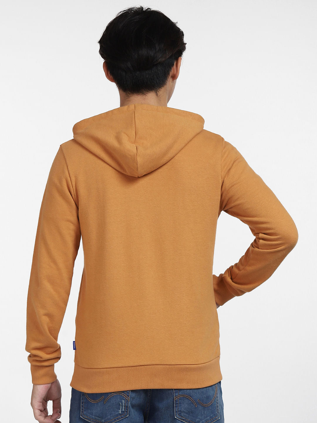 Brown Front-Open Hooded Sweatshirt