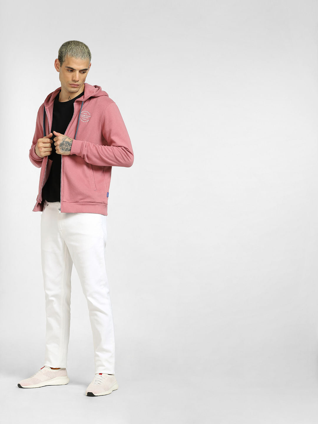Pink Zip-Up Hooded Sweatshirt