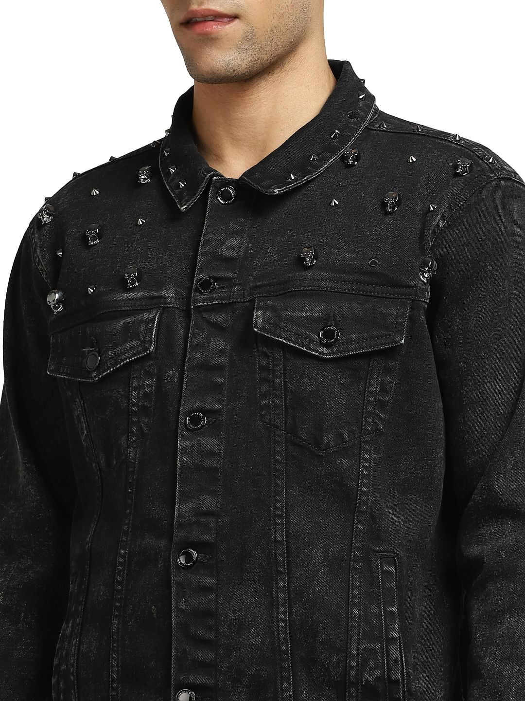 Black Embellished Denim Jacket