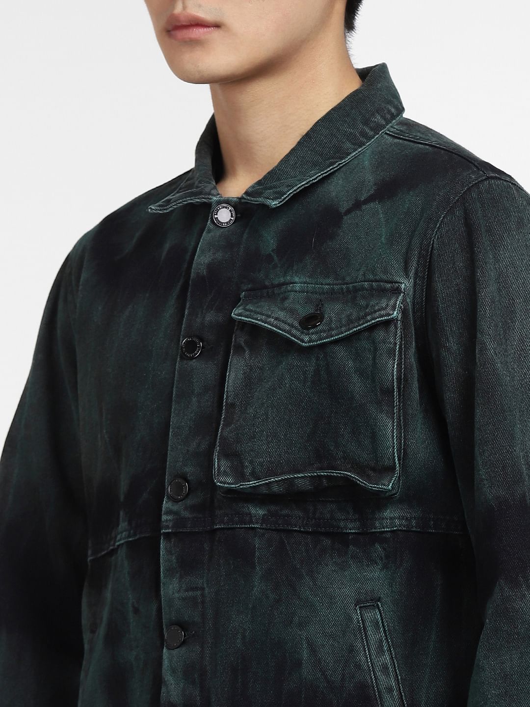 Black Printed Denim Jacket