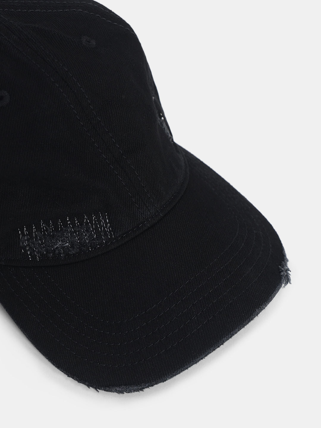 Black Ripped Denim Cap