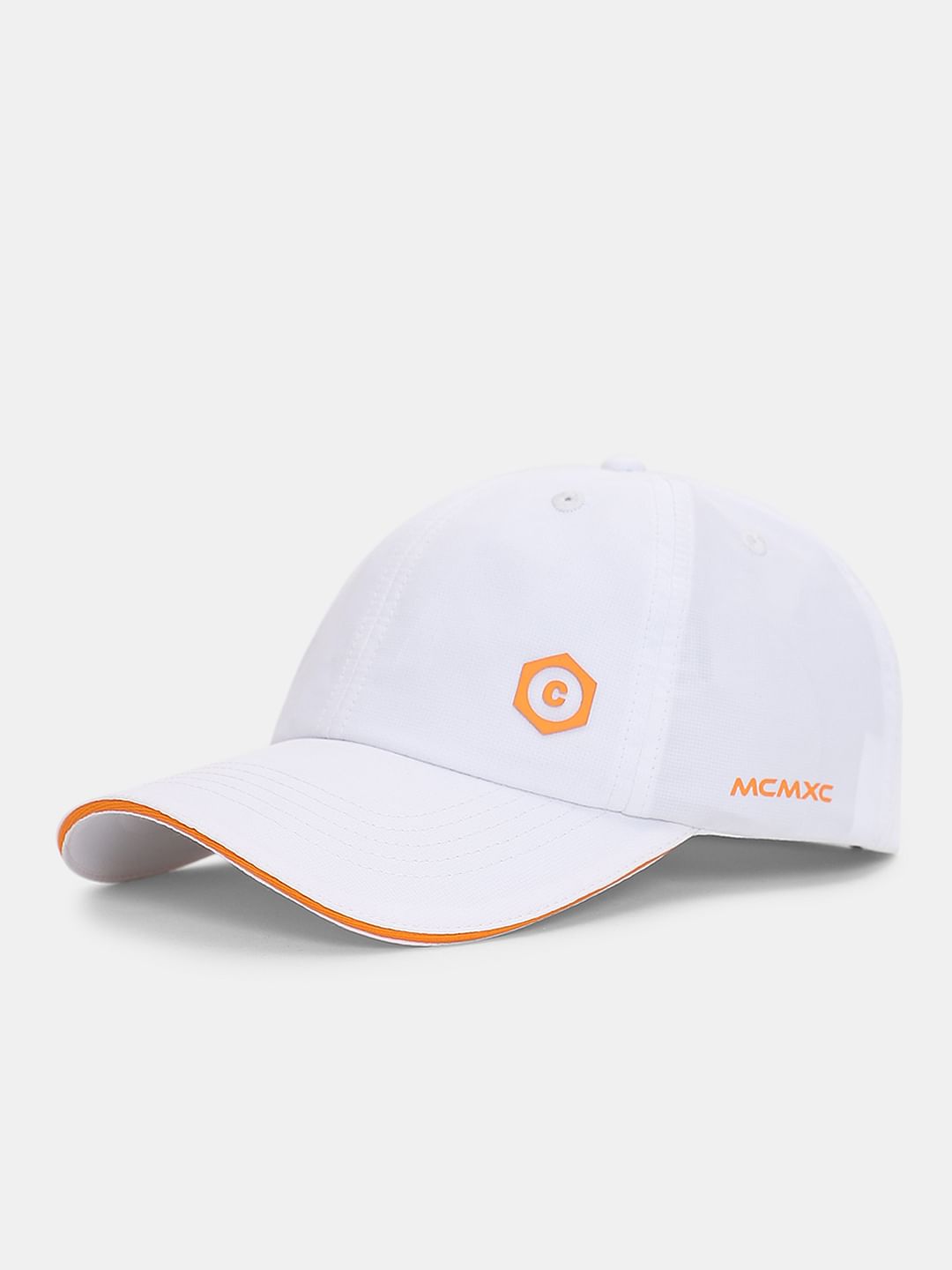 White Logo Print Cap