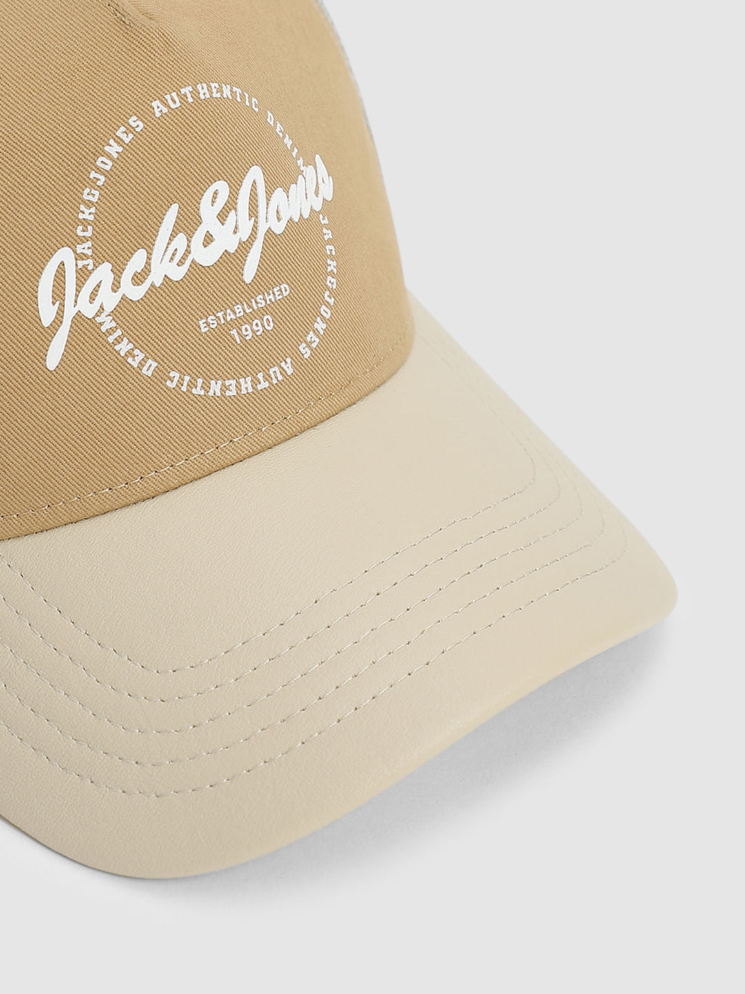 Beige Colourblocked Mesh Cap