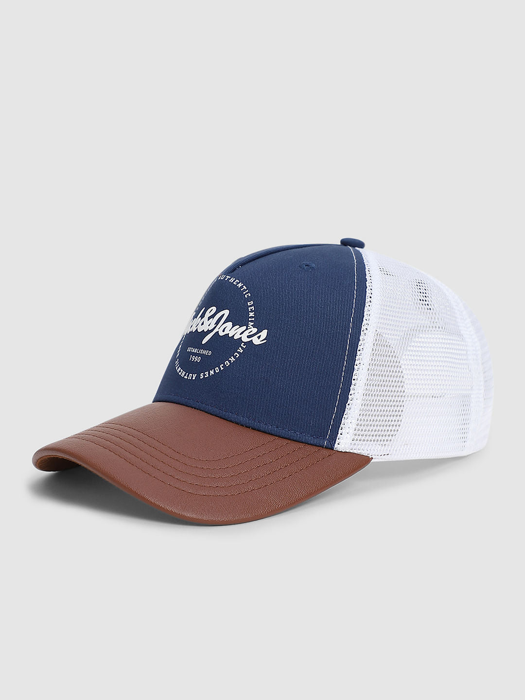 Blue Colourblocked Mesh Cap