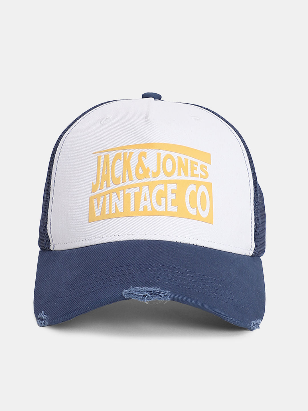 Blue Colourblocked Mesh Trucker Cap