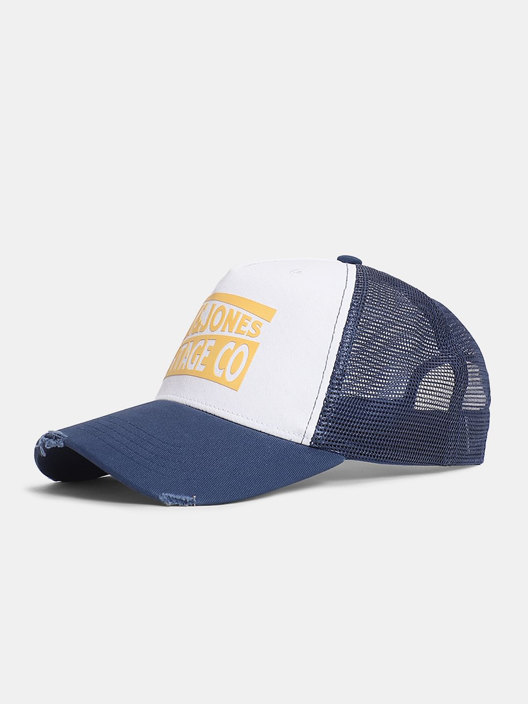 Blue Colourblocked Mesh Trucker Cap