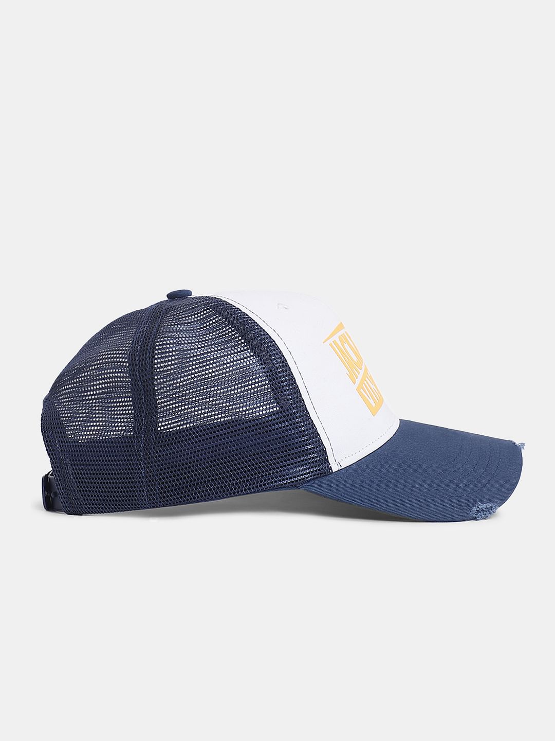 Blue Colourblocked Mesh Trucker Cap