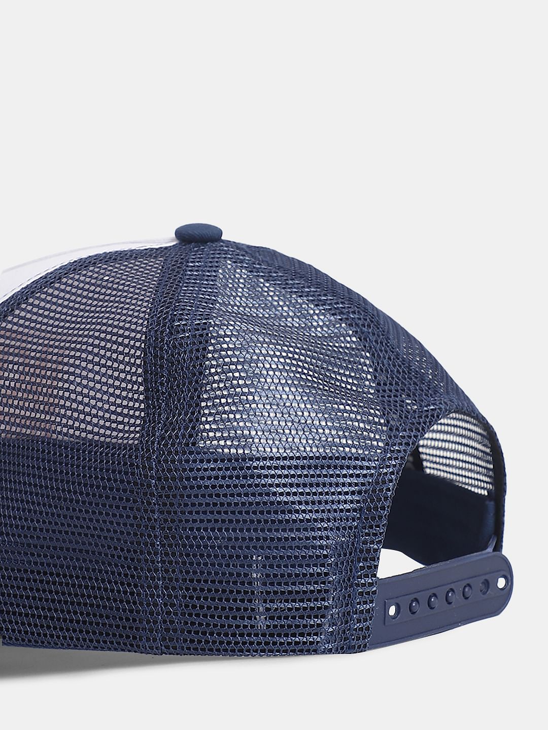 Blue Colourblocked Mesh Trucker Cap