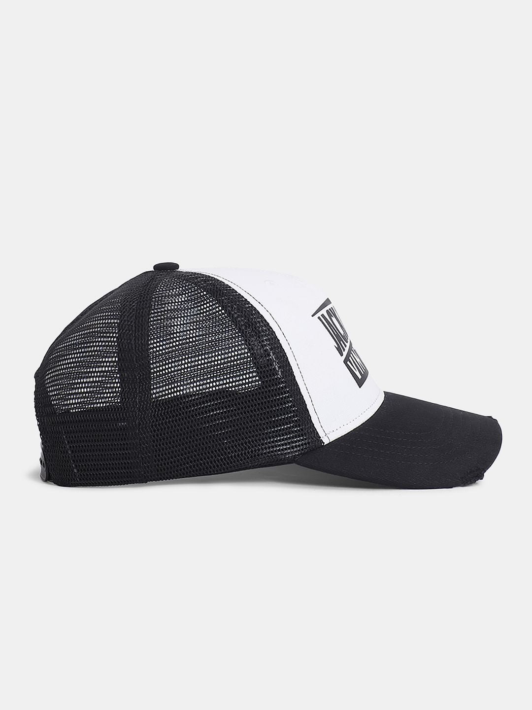 Black Colourblocked Mesh Trucker Cap