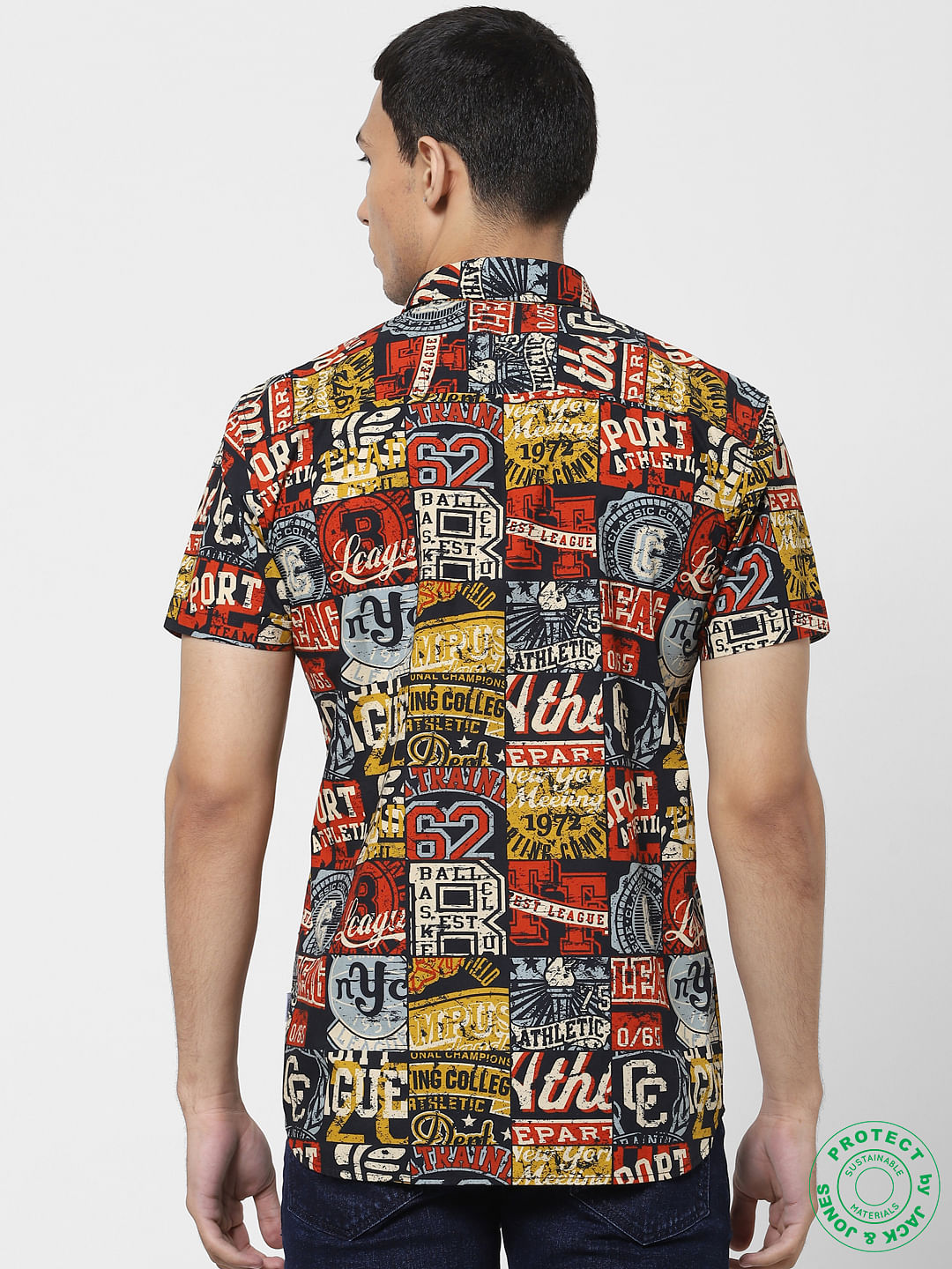 Multi-coloured Printed Half Sleeves Shirt