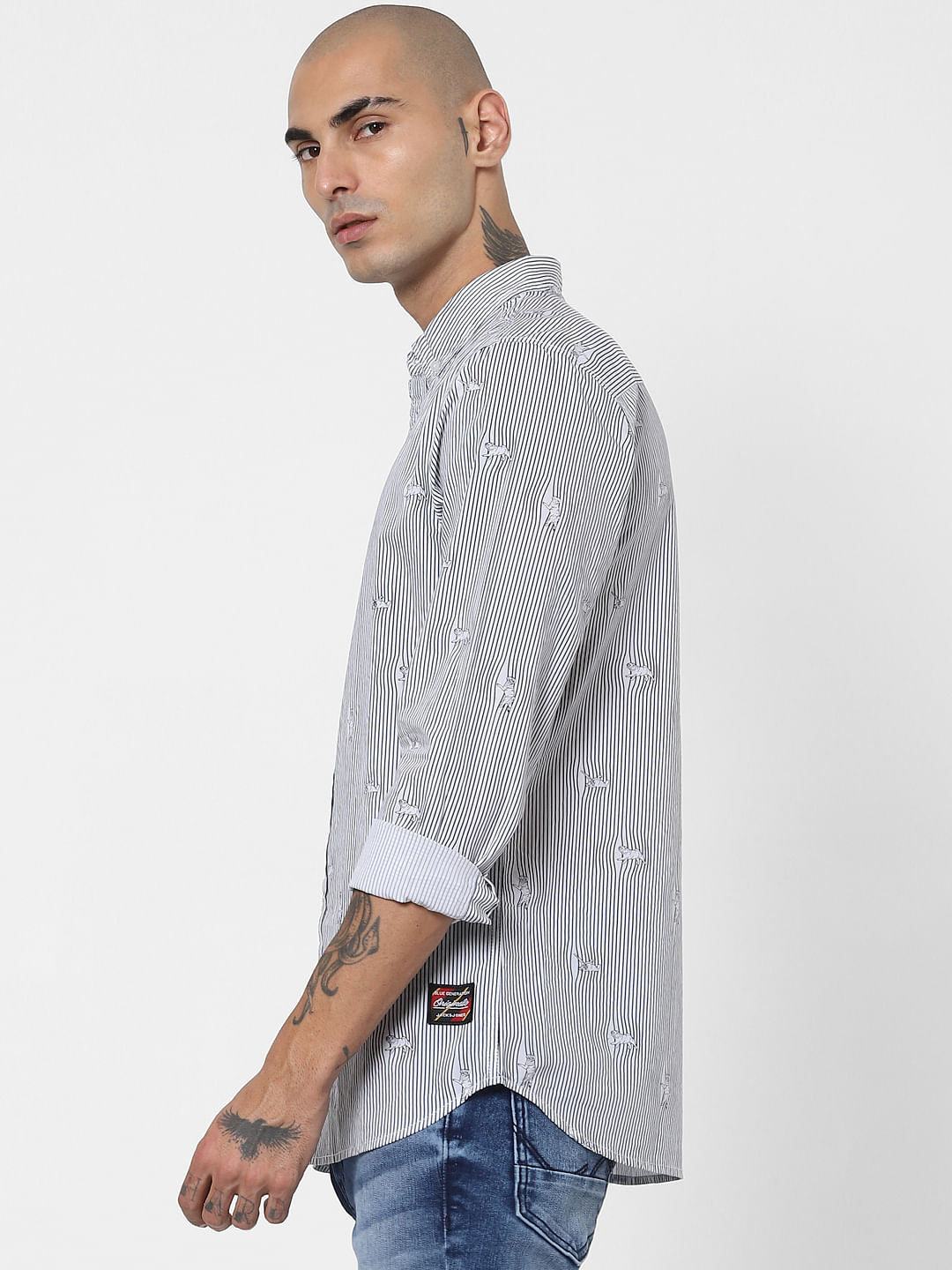 White Striped Full Sleeves Shirt