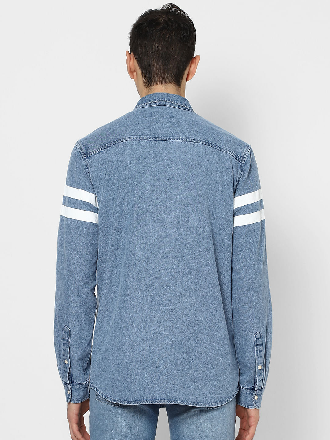 Blue Striped Full Sleeves Denim Shirt