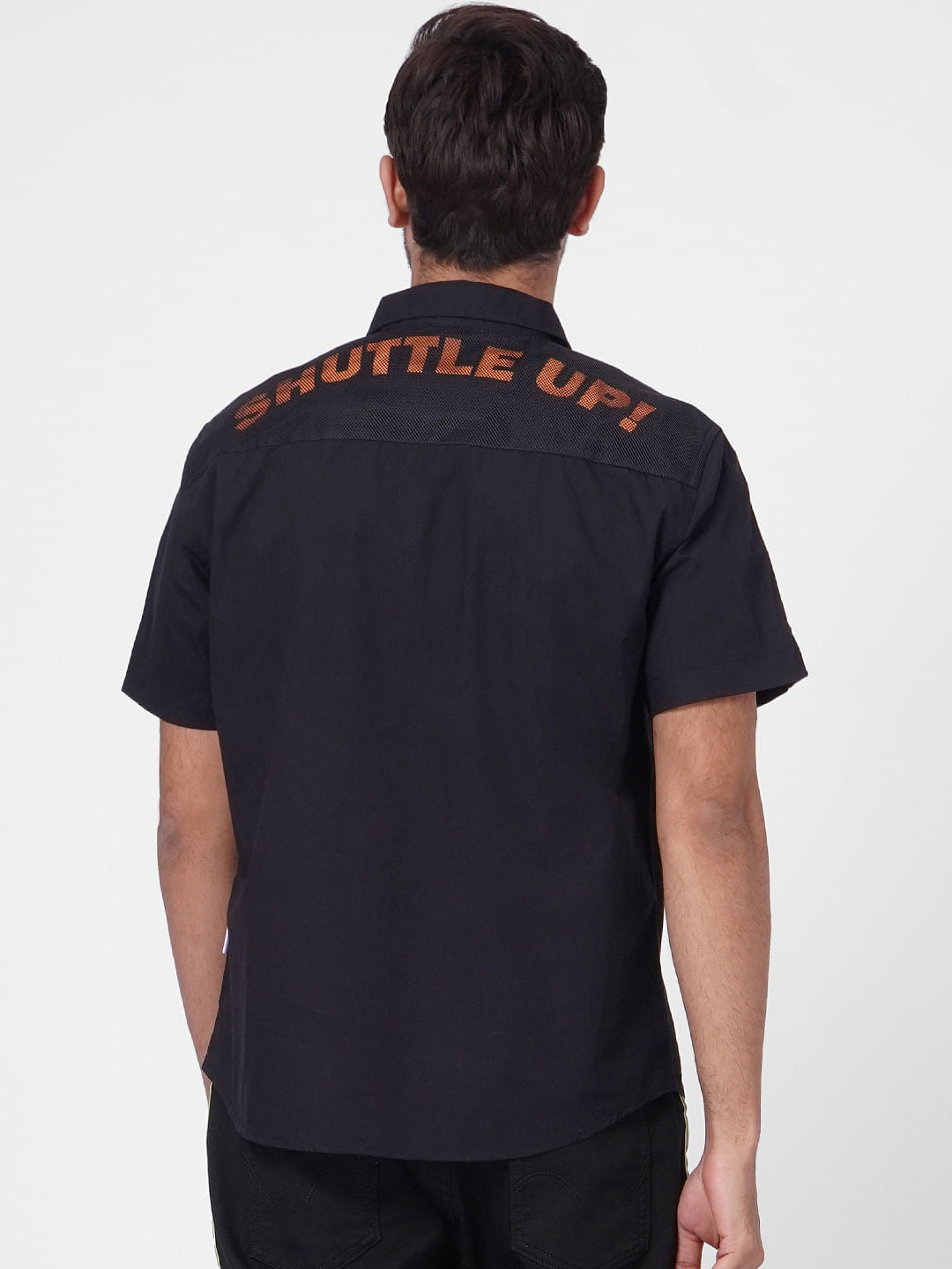 Black Tape Detail Half Sleeves Shirt