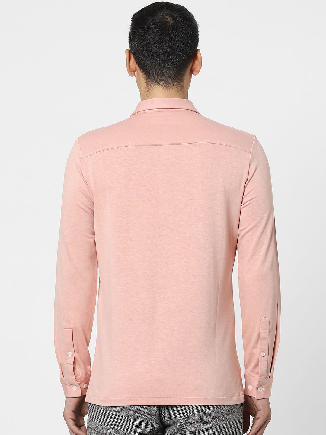 Peach Knit Full Sleeves Shirt