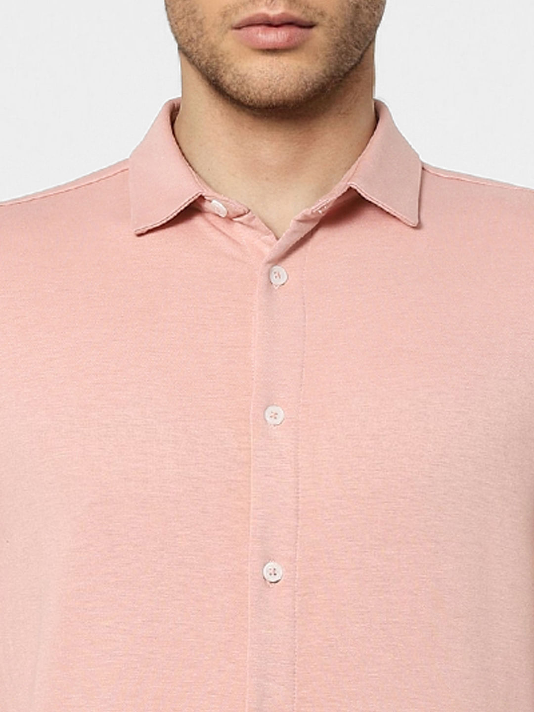 Peach Knit Full Sleeves Shirt