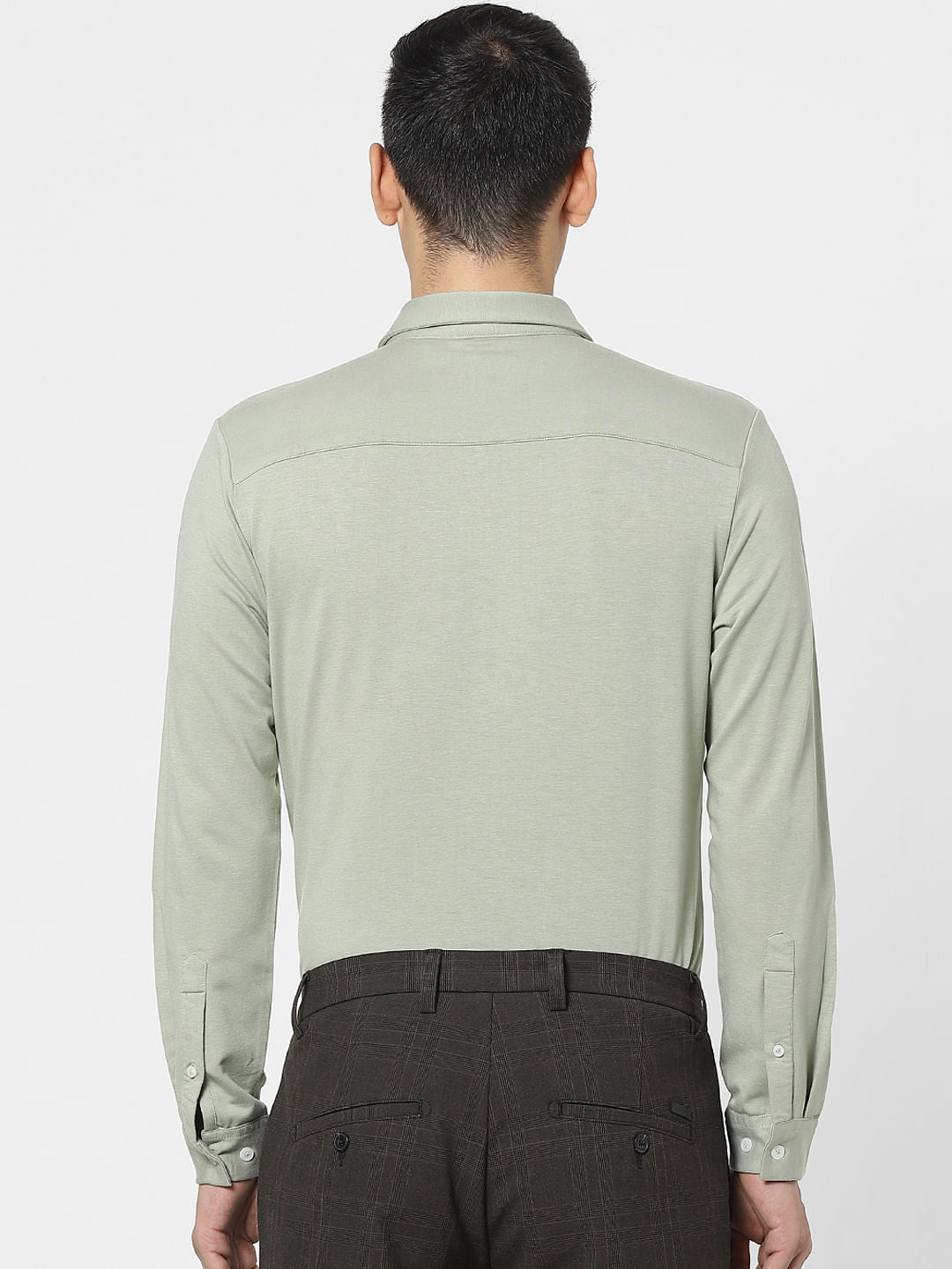 Green Jersey Knit Full Sleeves Shirt