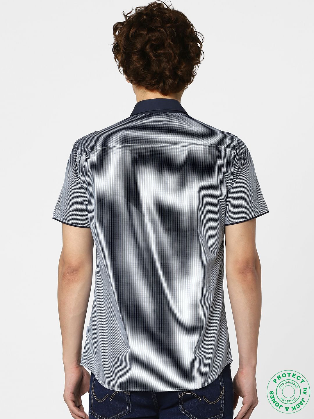 Blue Abstract Print Half Sleeves Shirt