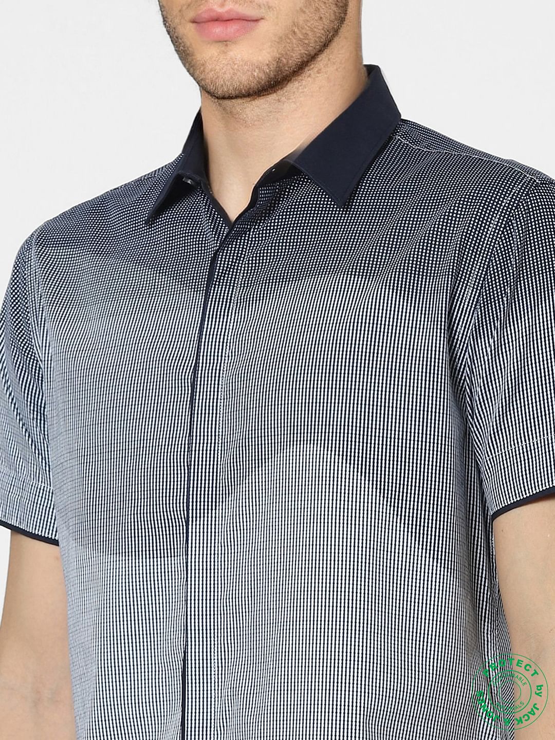 Blue Abstract Print Half Sleeves Shirt