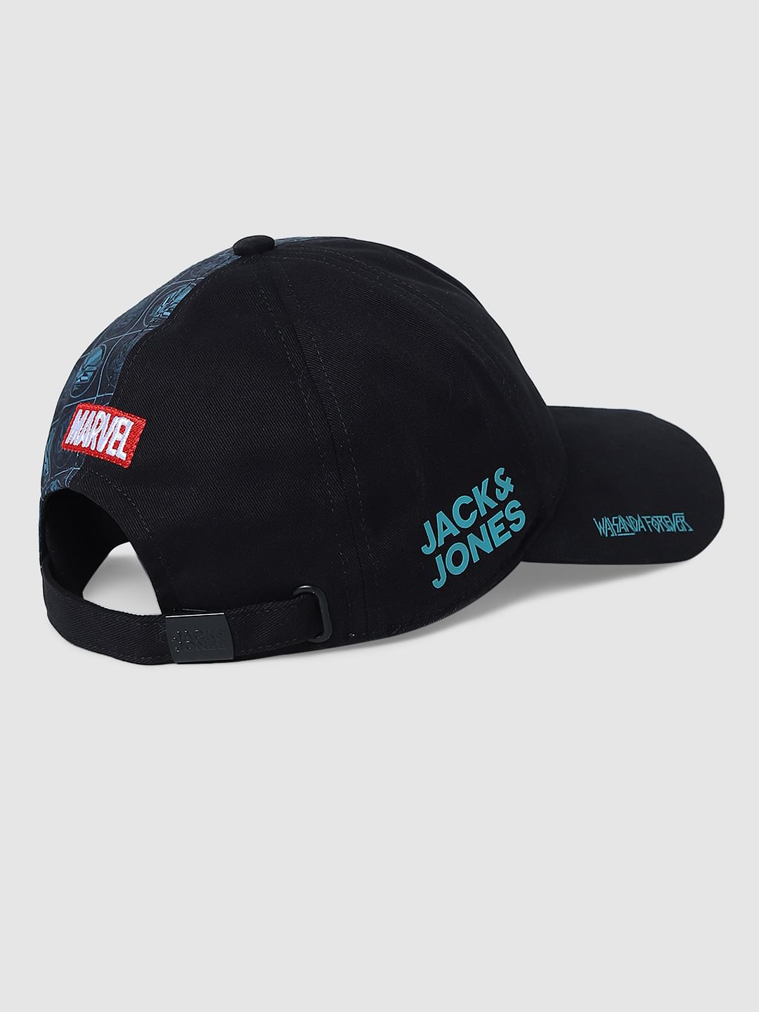 JACK&JONES X BLACK PANTHER X Black Panther Black Colourblocked Printed Cap
