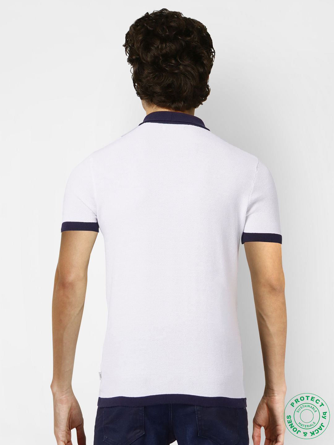 Blue Striped Polo Neck T-shirt
