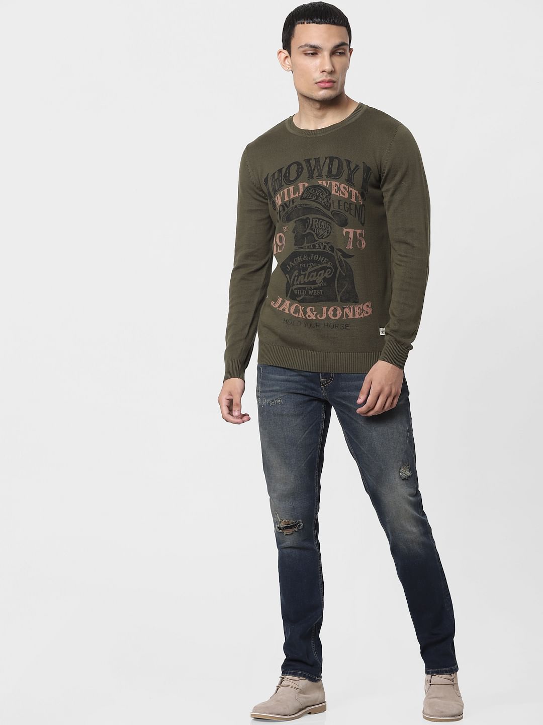 Green Graphic Print Pullover