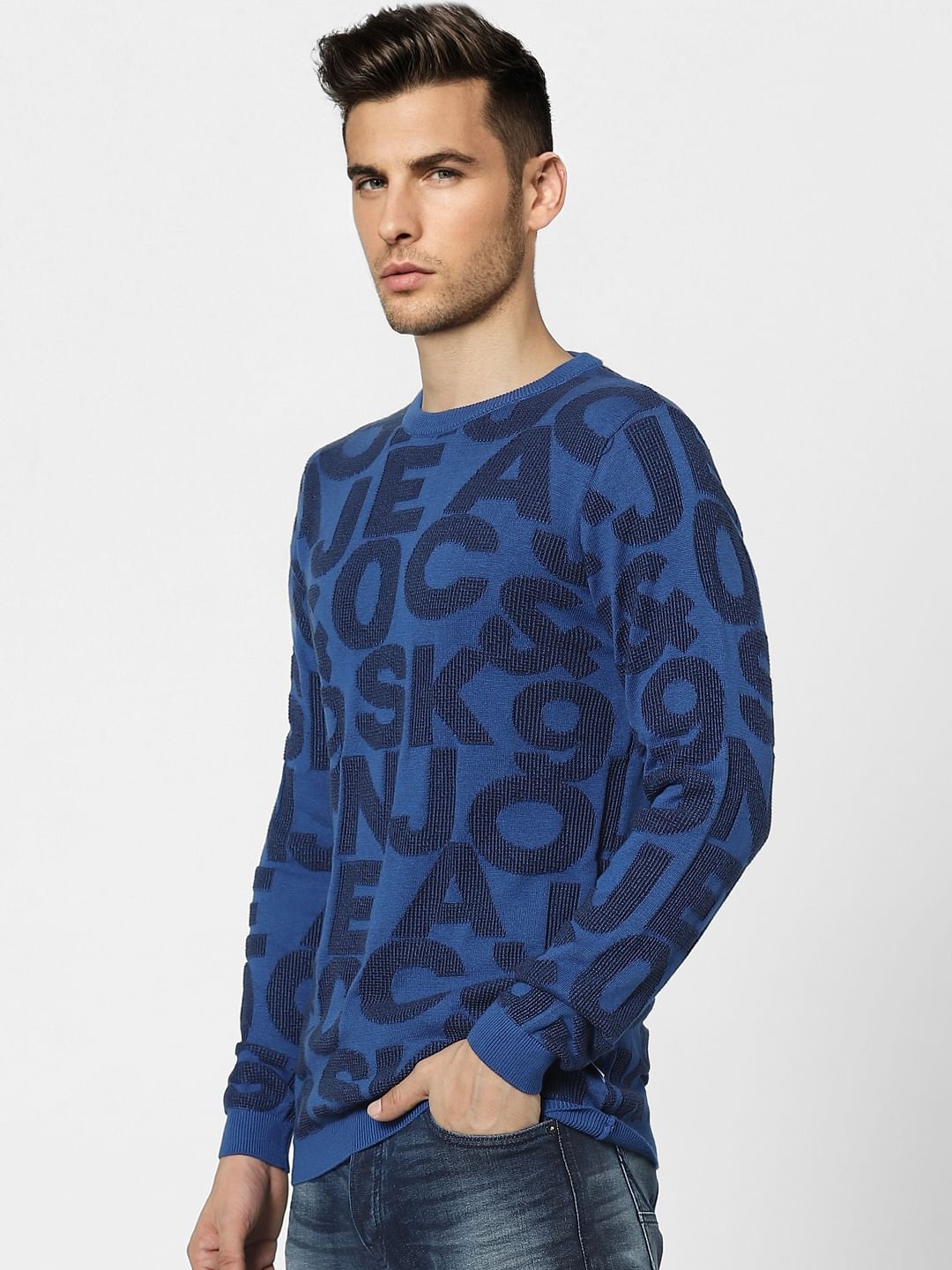Blue Printed Pullover