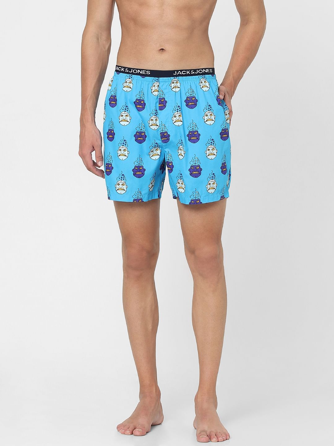 Blue Graphic Print Boxers
