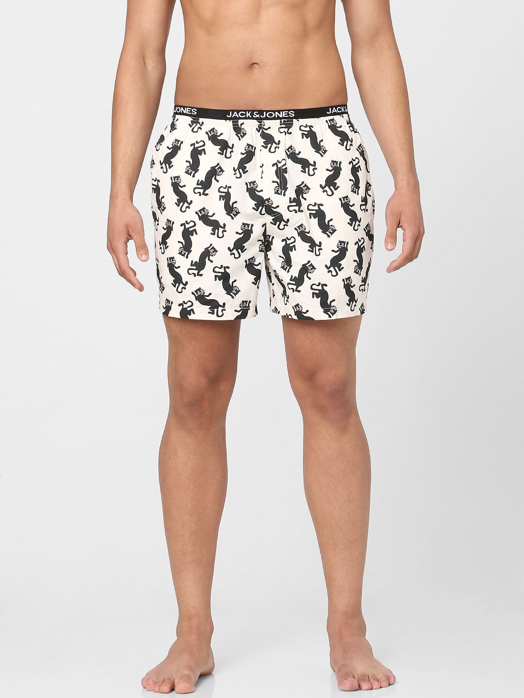 White Cat Print Boxers