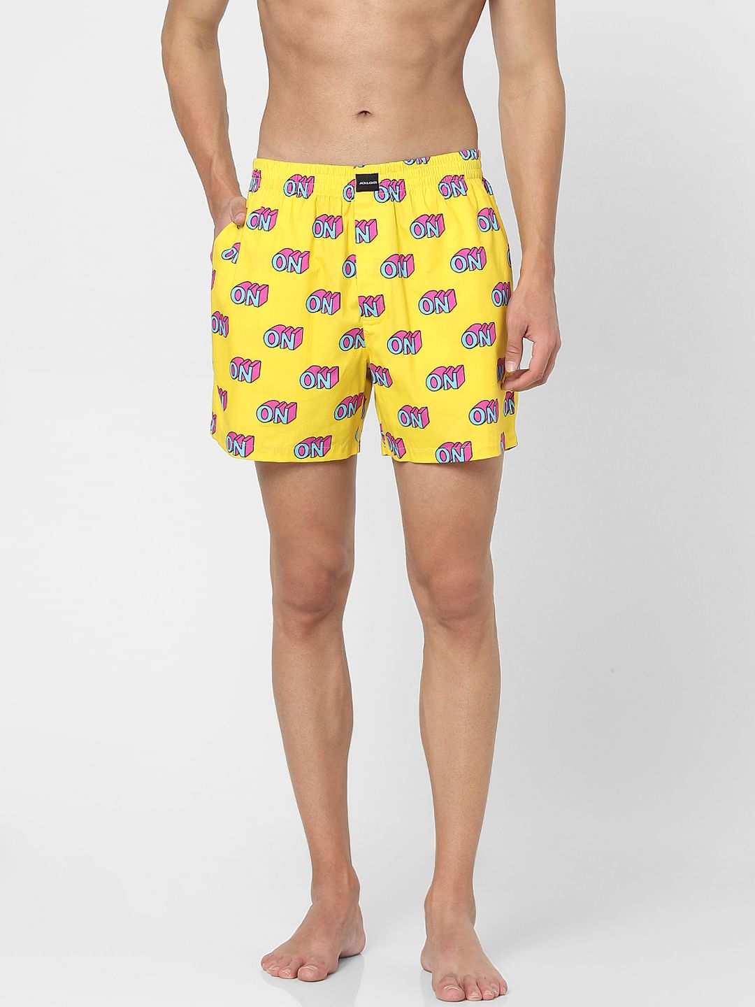 Yellow Graphic Print Boxers