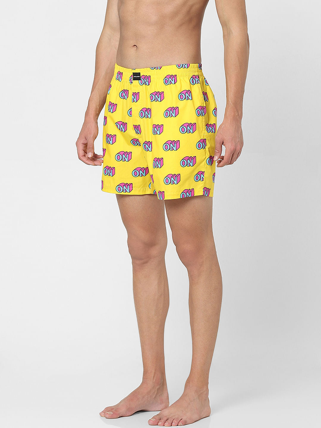 Yellow Text Print Boxers