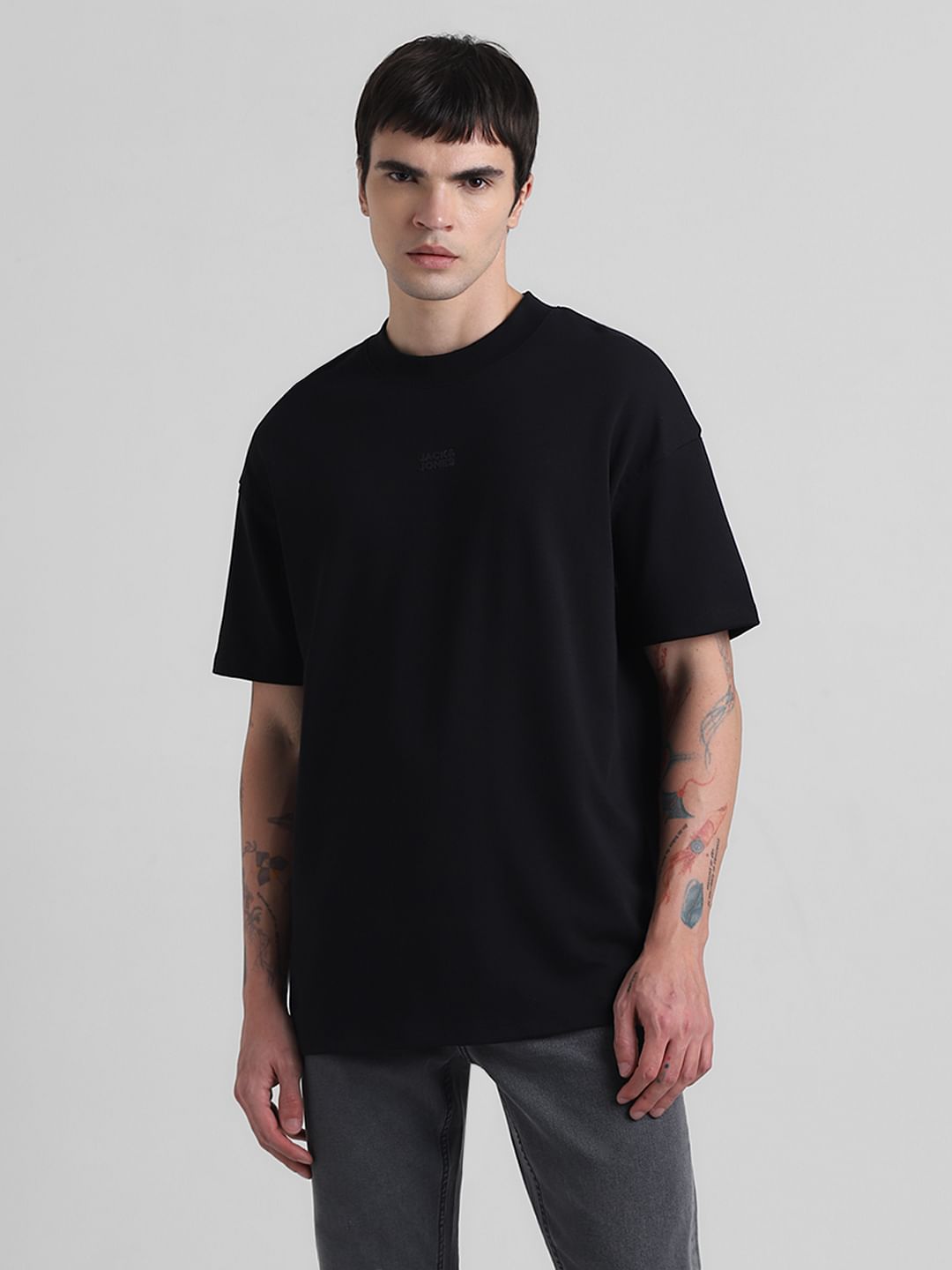 Knitted Crew Neck T-shirt - Black