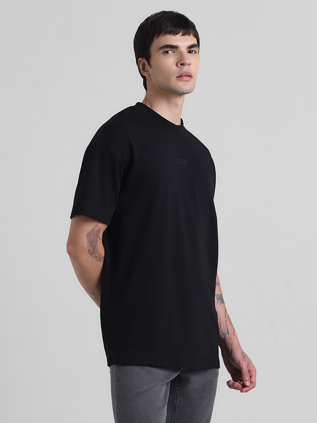Knitted Crew Neck T-shirt - Black