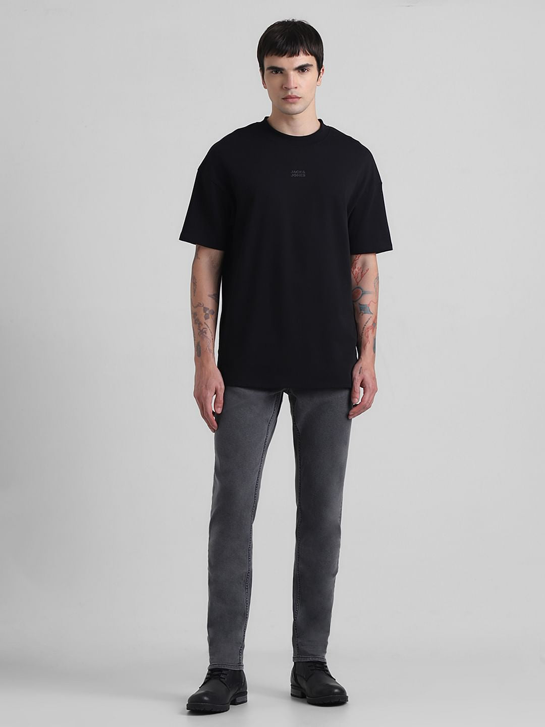 Knitted Crew Neck T-shirt - Black