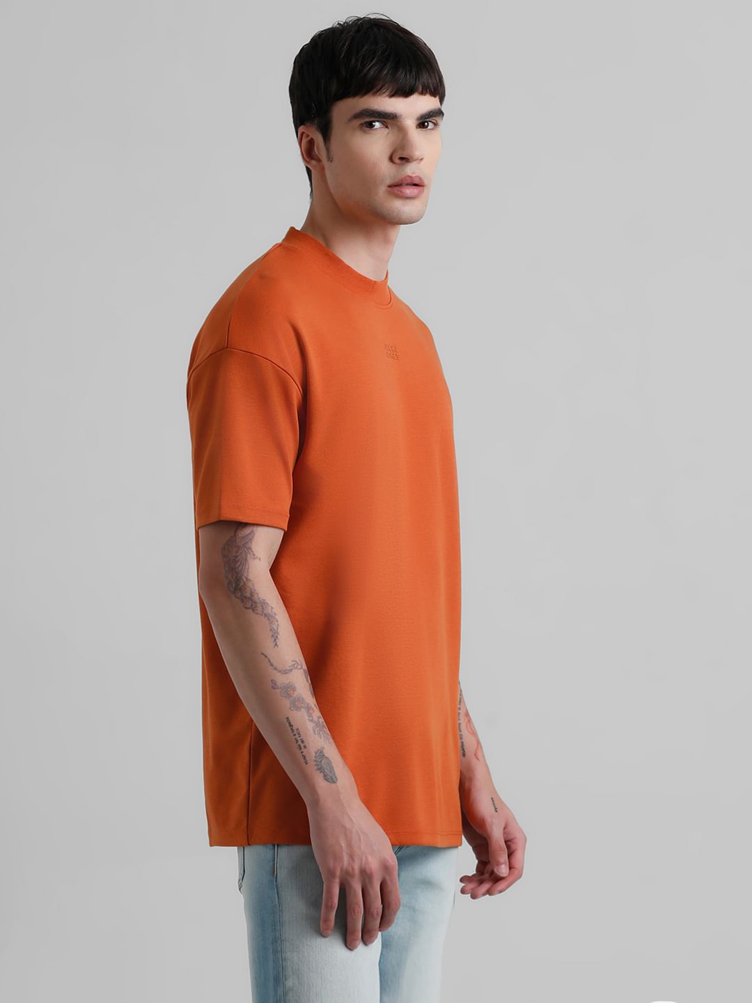 Knitted Crew Neck T-shirt - Orange
