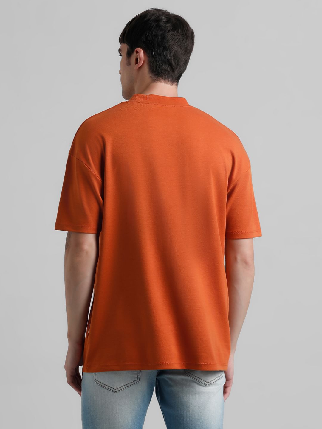 Knitted Crew Neck T-shirt - Orange