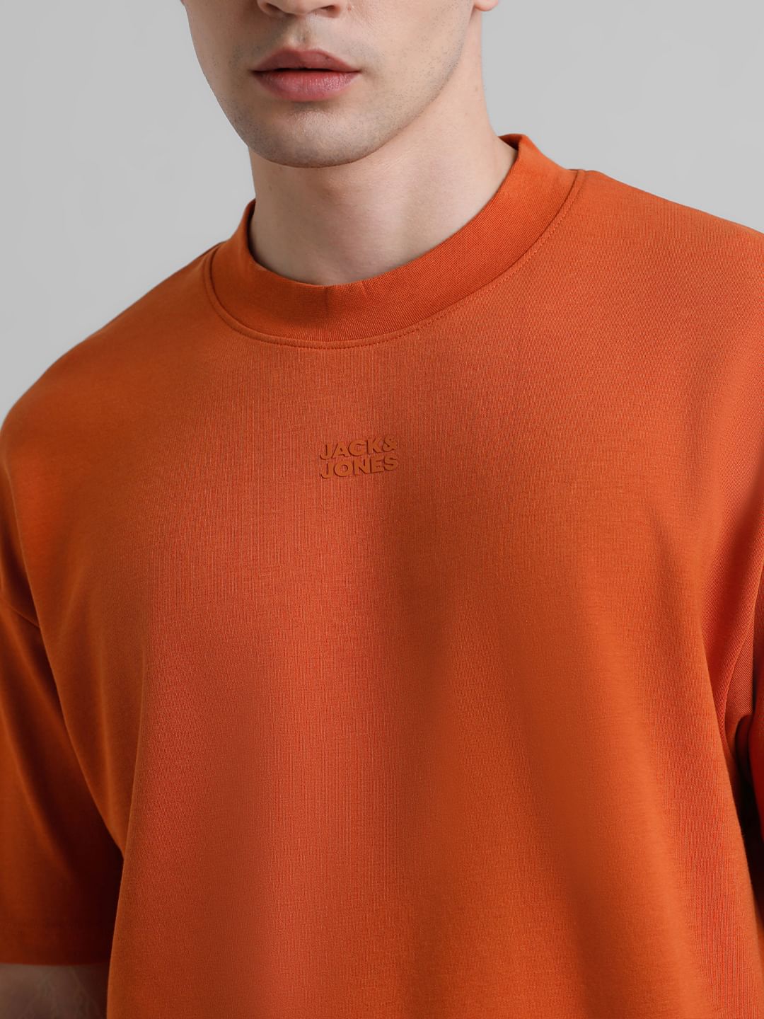 Knitted Crew Neck T-shirt - Orange