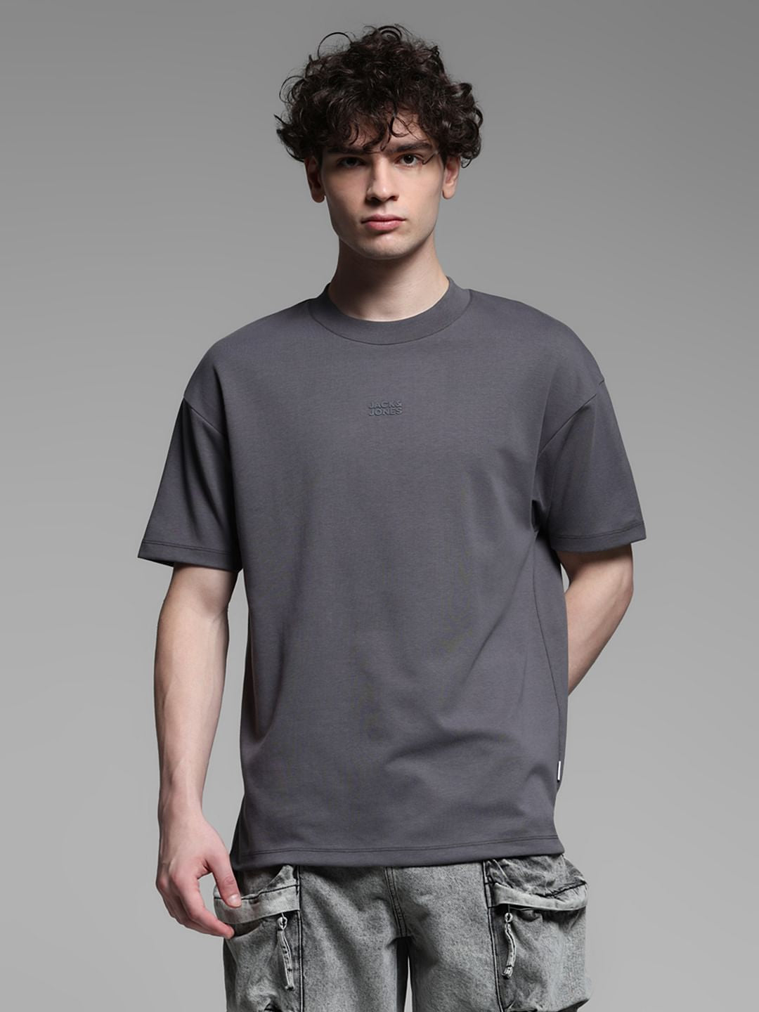 Knitted Crew Neck T-shirt - Grey