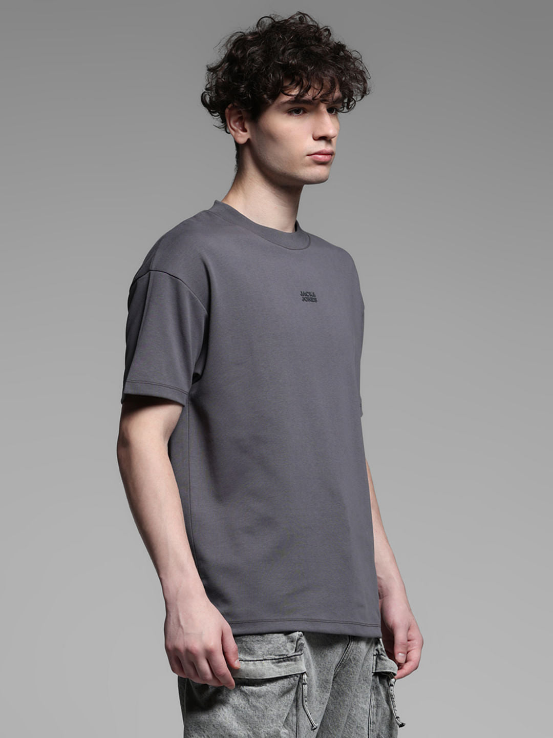 Knitted Crew Neck T-shirt - Grey